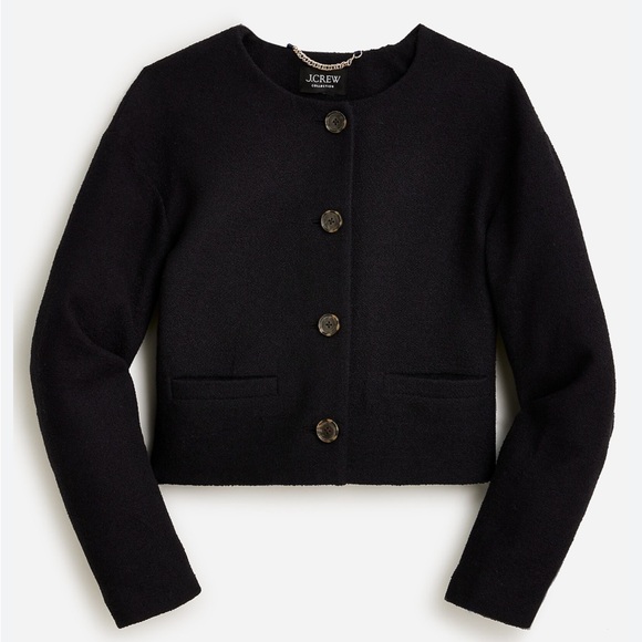 J. Crew Jackets & Blazers - J. Crew Collection Lady Bomber Black Boucle Jacket